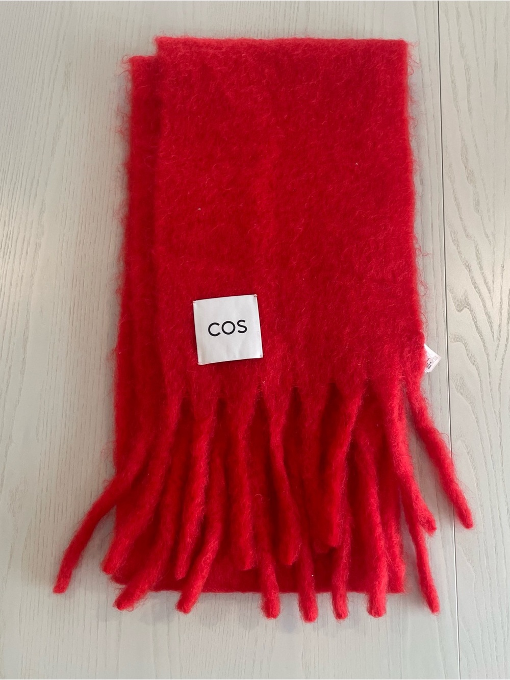 COS Fringed Brushed Mohair Scarf Red - Picture 3 of 6
